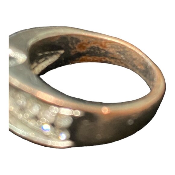 Ring Size 7 CZ Cubic Zirconia/Glass Not Sterling Silver Vintage Jewelry - Picture 7 of 10